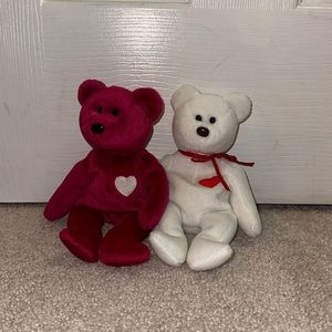 Valentino (1993) & pair Valentina (1999) authentic beanie babies